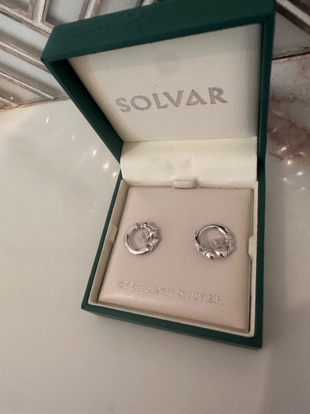 STERLING SILVER CLADDAGH STUD EARRINGS